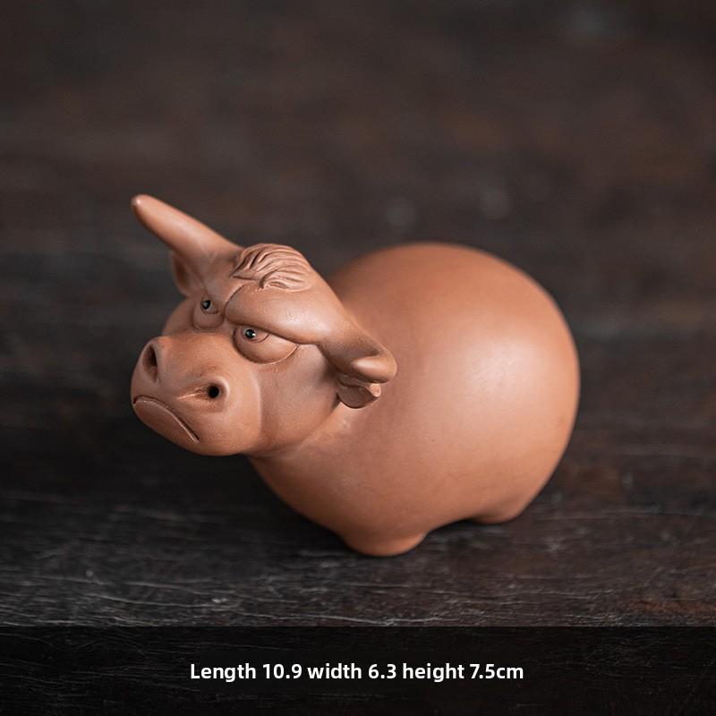 Handmade Purple Clay Ox Tea Pet Nurturable for Chinese Gongfu Tea Ceremony Home Decor Accessory Gift