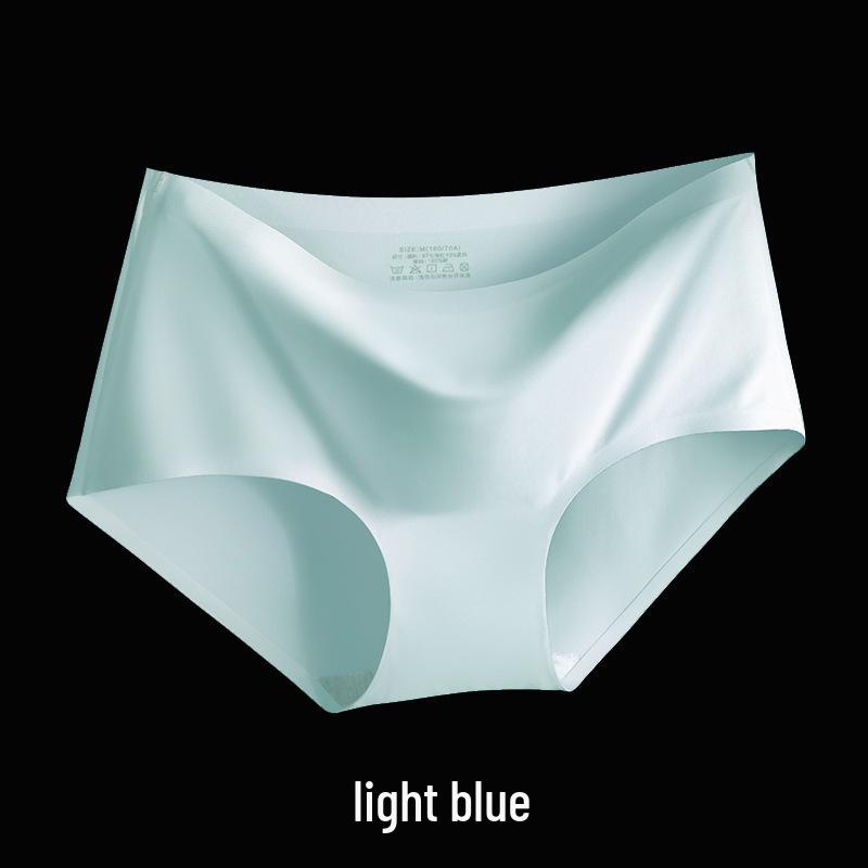 Seamless Ice Silk Women's Underwear - Mid-Low Waist, Pure Cotton Gusset, Candy Color Briefs