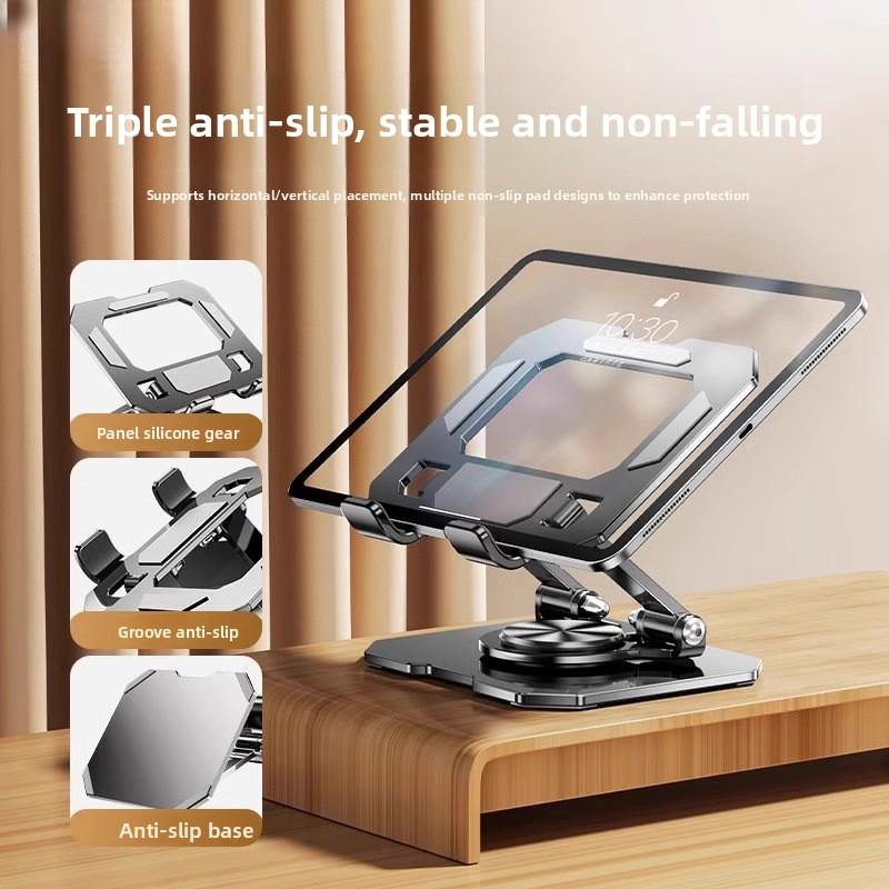 Supporto per Notebook Adatto per IPad, Supporto per Tablet, Supporto in Metallo per Telefono Cellulare, Pieghevole Girevole a 360° da Tavolo per Trasmissioni Live