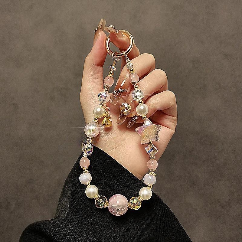 Luxury High-End Mobile Phone Chain Full of Star Crystal Beaded Bracelet Mobile Phone Lanyard Short Wrist Hand Chain Pendant
