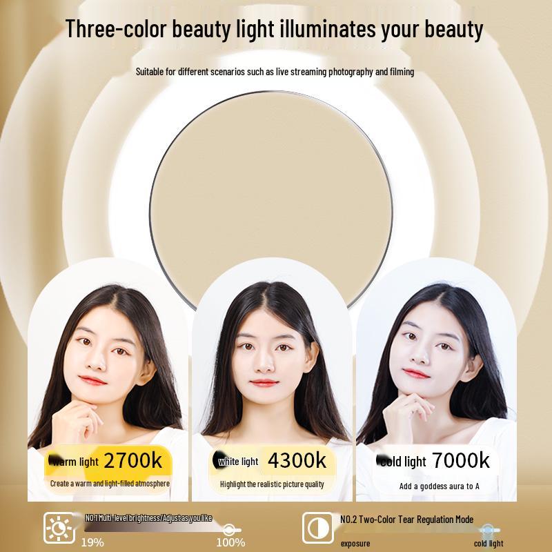 Portable Ring Light Stand with Large Aperture for Beauty and Streaming