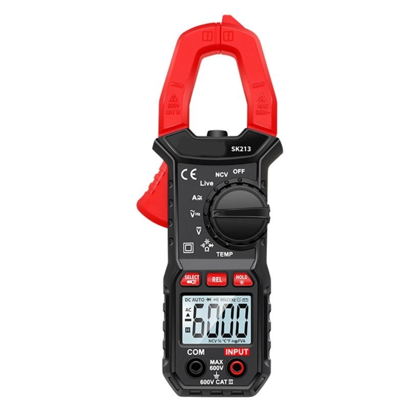 SK213 Digital Meter 600A Clamp Multimeter with 25mm Large Jaw Opening for Home Circuit Testing No Battery Included