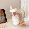 Cute Design Pink Bow Straw Water Bottle Portable Coffee Cup Gift Bubble Tea Cup  Outdoor Use