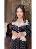 Sommer 2024 Slim Fit Polka Dot Kleid mit Spitzenbesatz & Peter Pan Kragen