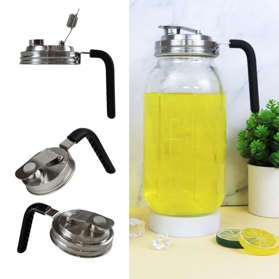 Mason Jar Pour Spout Lid with Handle Wide Mouth Flip Cap