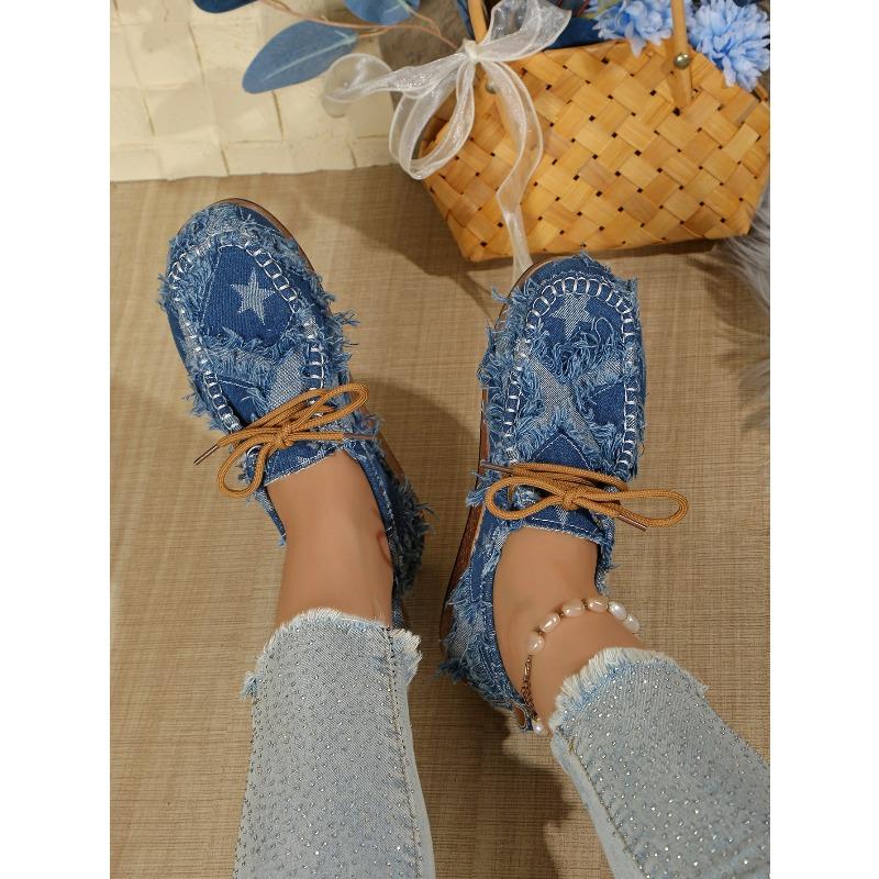 Lace-up Denim Low-top Shoes 2025 Fall New Plus Size Canvas Sports Shoes for Women