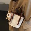 2025 New Fashion Foreign Style Korean Hand Carrying Bucket Bag Simple Casual Versatile Commuter Shoulder Messenger Bag Women