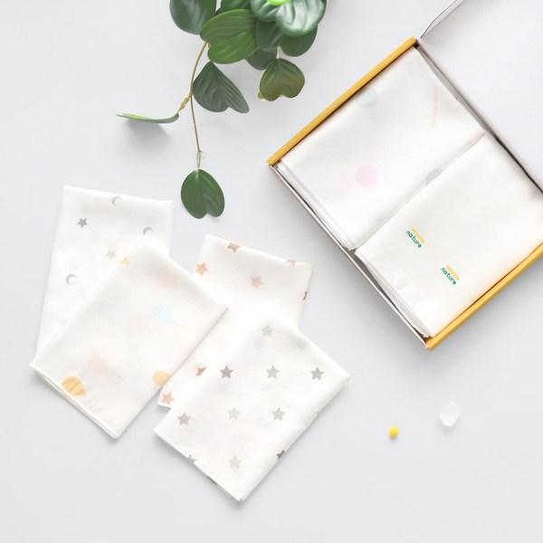 Moms Nature Newborn Bamboo Embossed Gaze Taschentuch Signature Gaze 10p + Embossed 10p Set, koreanische Babyprodukte