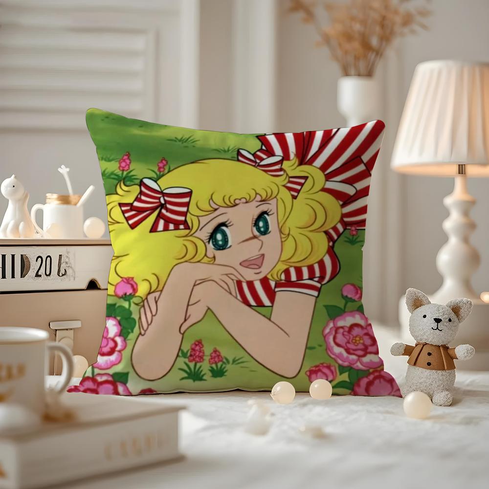 

Anime CCandy Candy Cushion Cover Antidustmite Pillowcase Invisible zipper silky short plush Sofa cushion cover 30X30cm