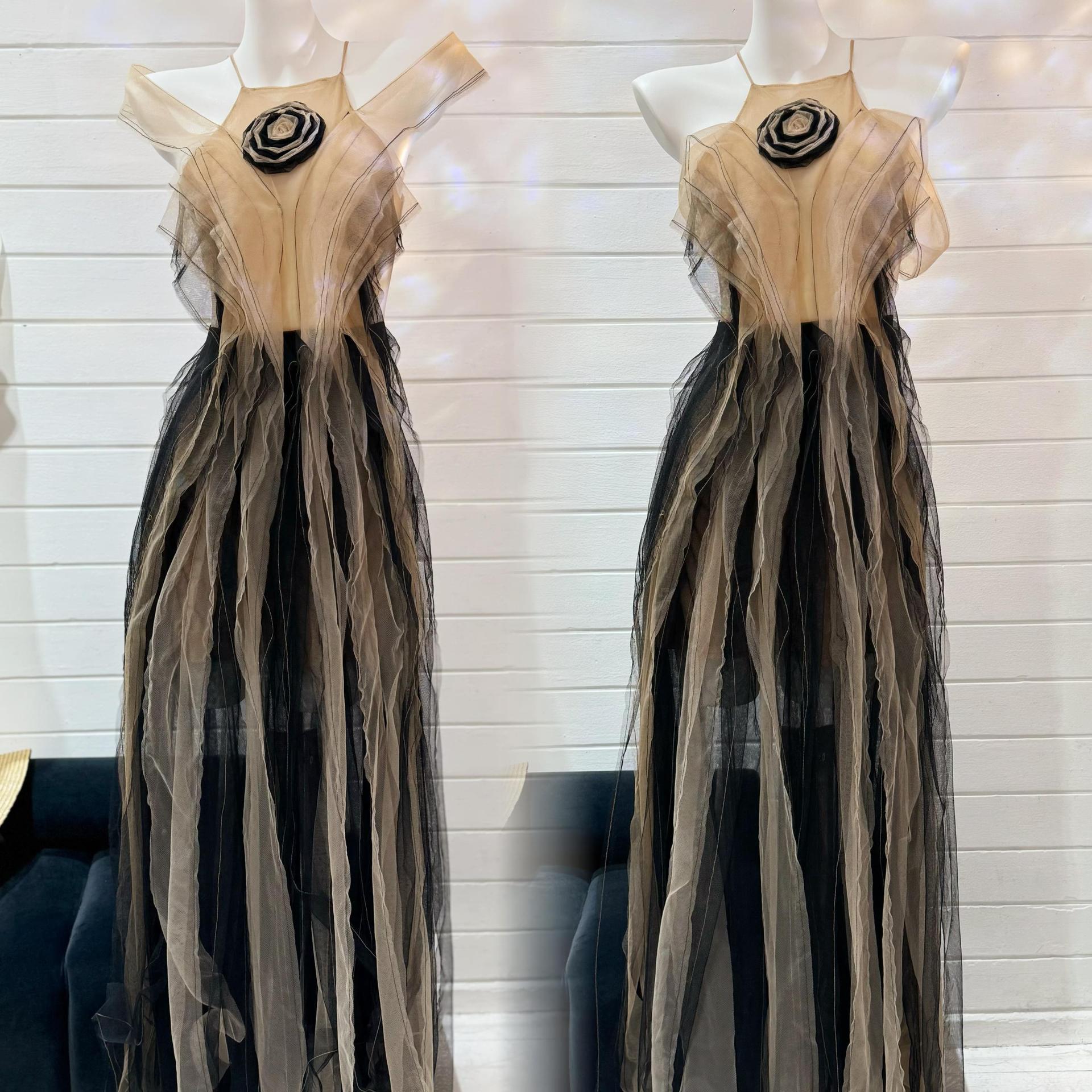 

2025 Summer Luxury Off-Shoulder Evening Gown with 3D Floral Ruffles Extra Large