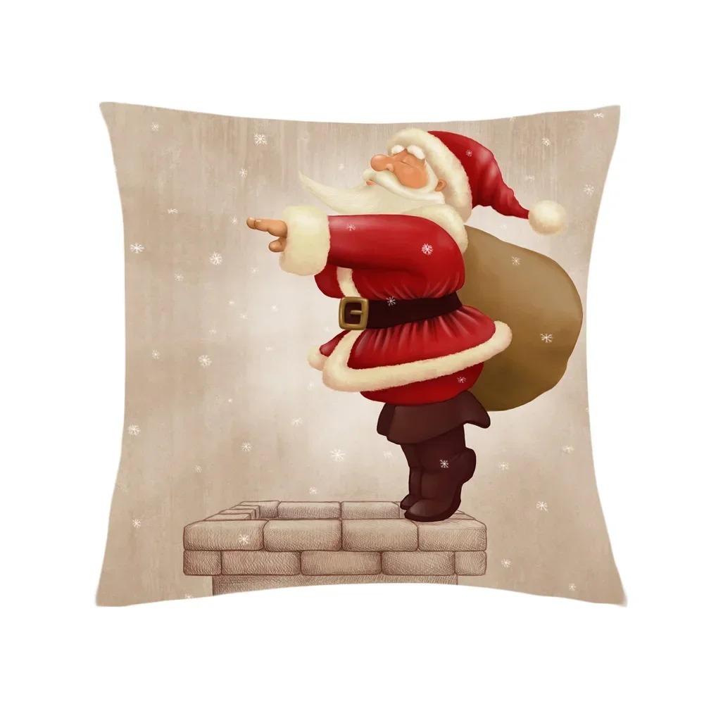 Home Decor Funny Santa Claus Pattern Cushion Cover Pattern Cushion Cover Suitable for Sofa Bedroom Car Pillow Cover