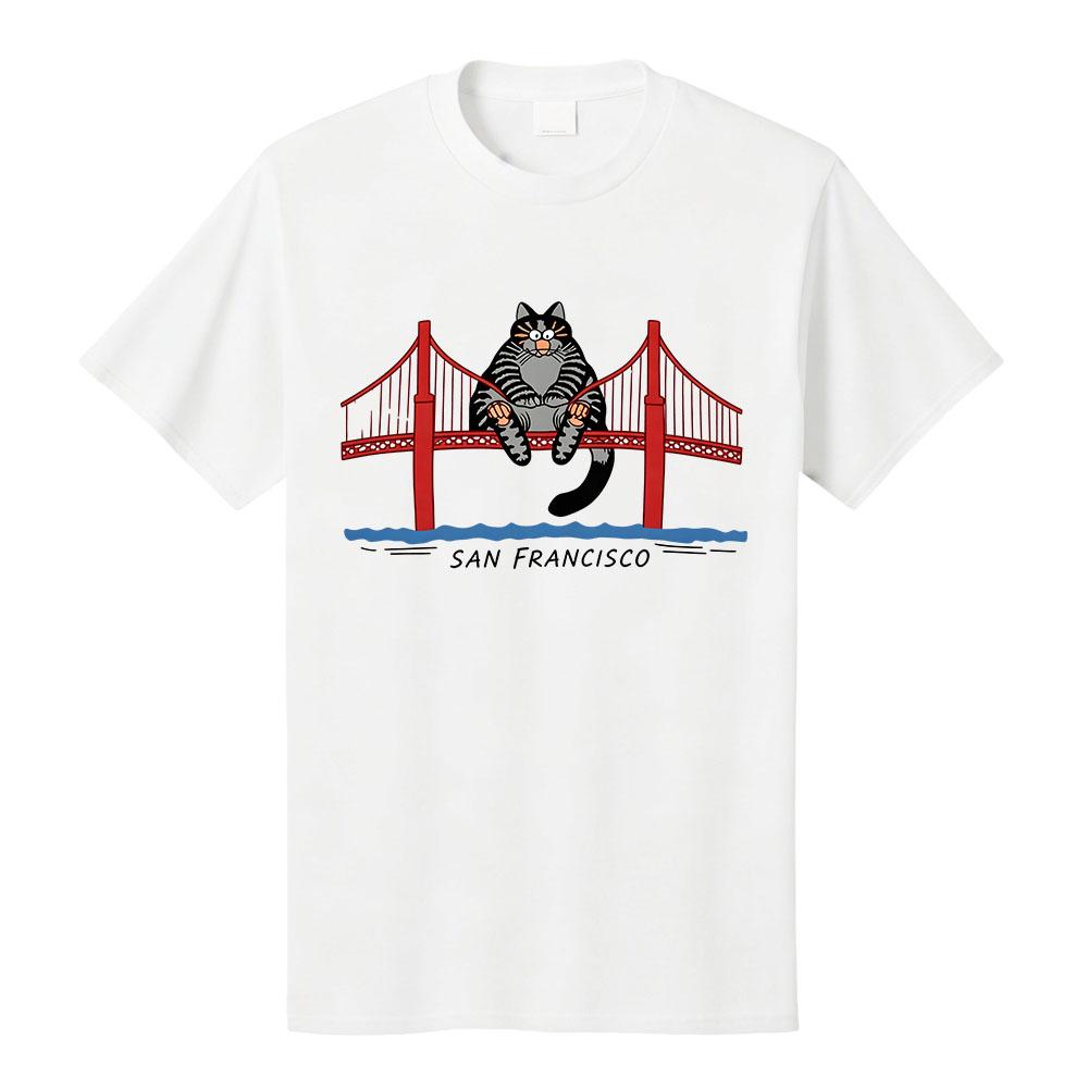 

Project Hail Mary Graphic Tee Vintage Cat San Francisco T-Shirt Unisex Streetwear Short Sleeve Cotton Loose Female Tshirts Merch XS белый