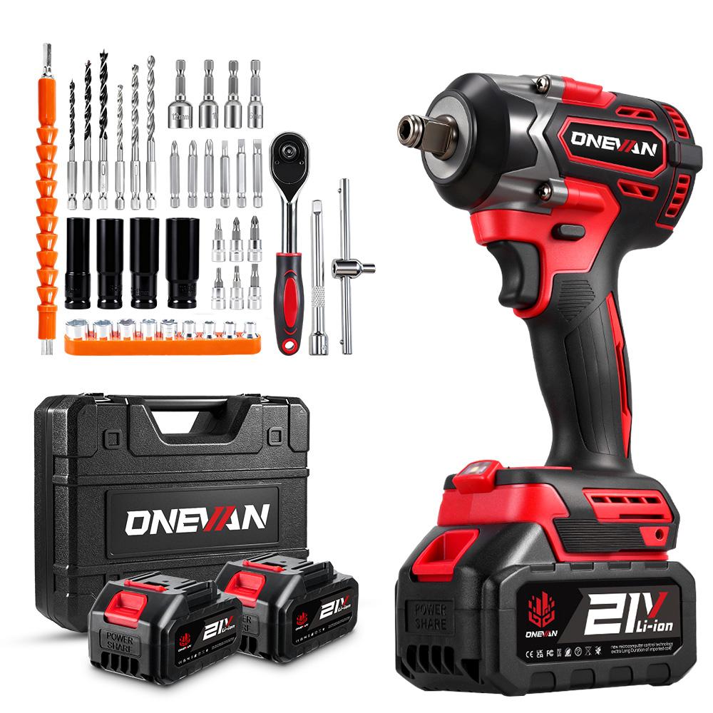 ONEVAN 1000N.M Brushless Electric Impact Wrench 1/2" Cordless Screwdriver Torque Wrench Power Tool For Makita 18V Battery Pin
