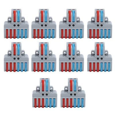 10 bloques de terminales de 2 entradas y 6 salidas para conectores de cableado eléctrico LT‑623 de plástico ABS