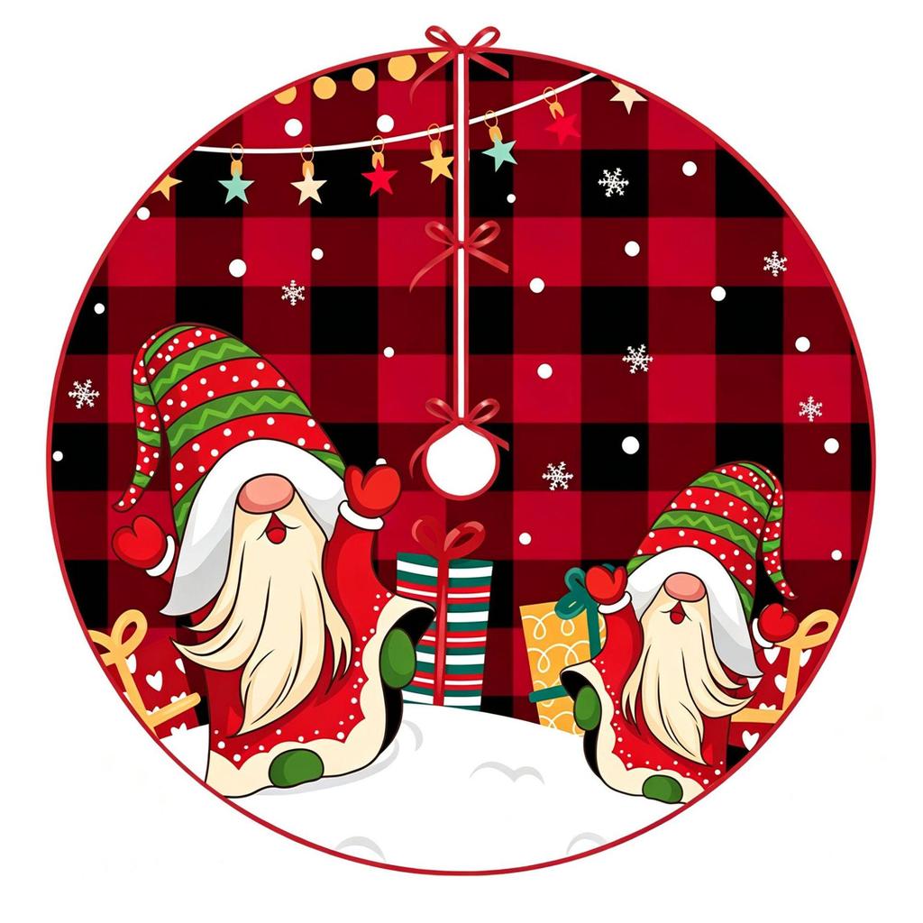 Reindeer Snowman Print Christmas Tree Skirt, Christmas Base Skirt, Tree Decoration Apron