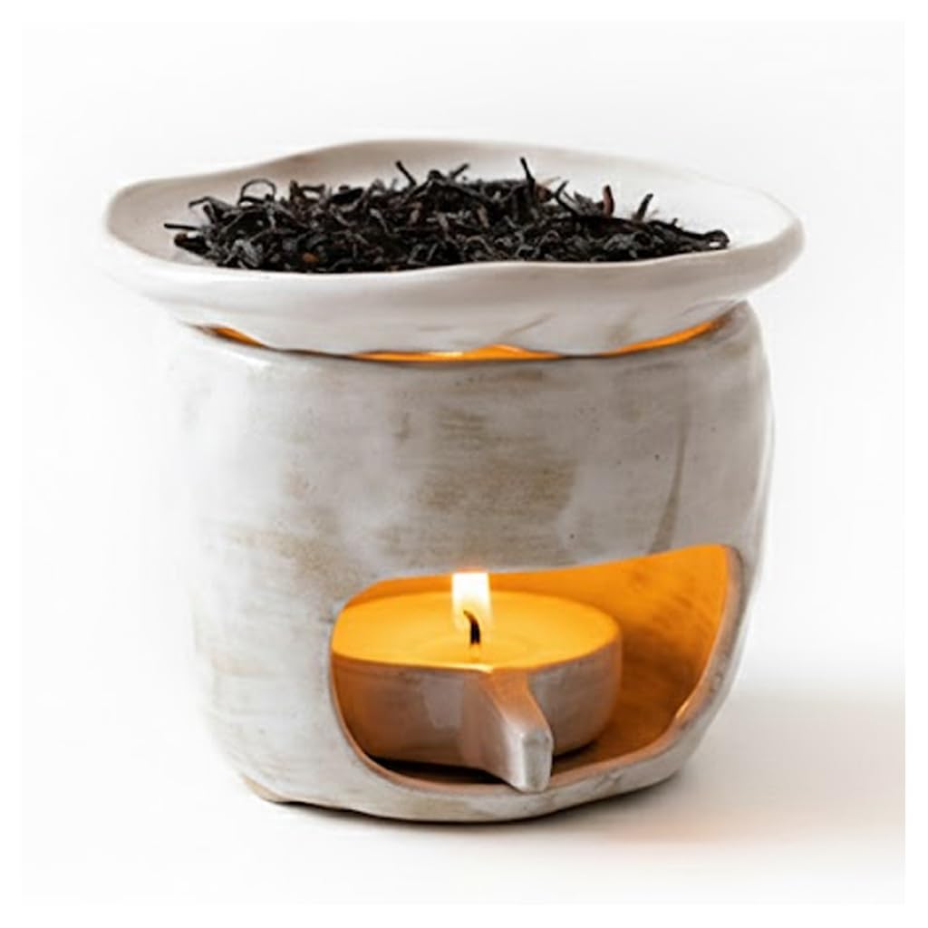 Ceramic Aroma Pot, Crafted with Artisan-Style Powdered Clay and Brushstroke Finish, Made from Heat-Resistant Clay, Suitable for Dry Firing, Candle-Typ