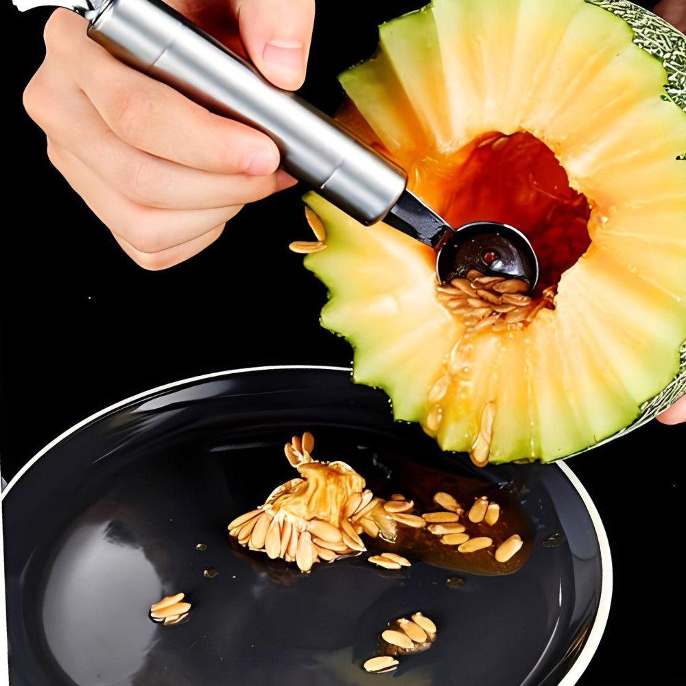 1pc Double Headed Fruit Carving Spoon DIY Salads Desserts Ripple Decoration Watermelon Melon Remove The Seeds Ball Digger YMY
