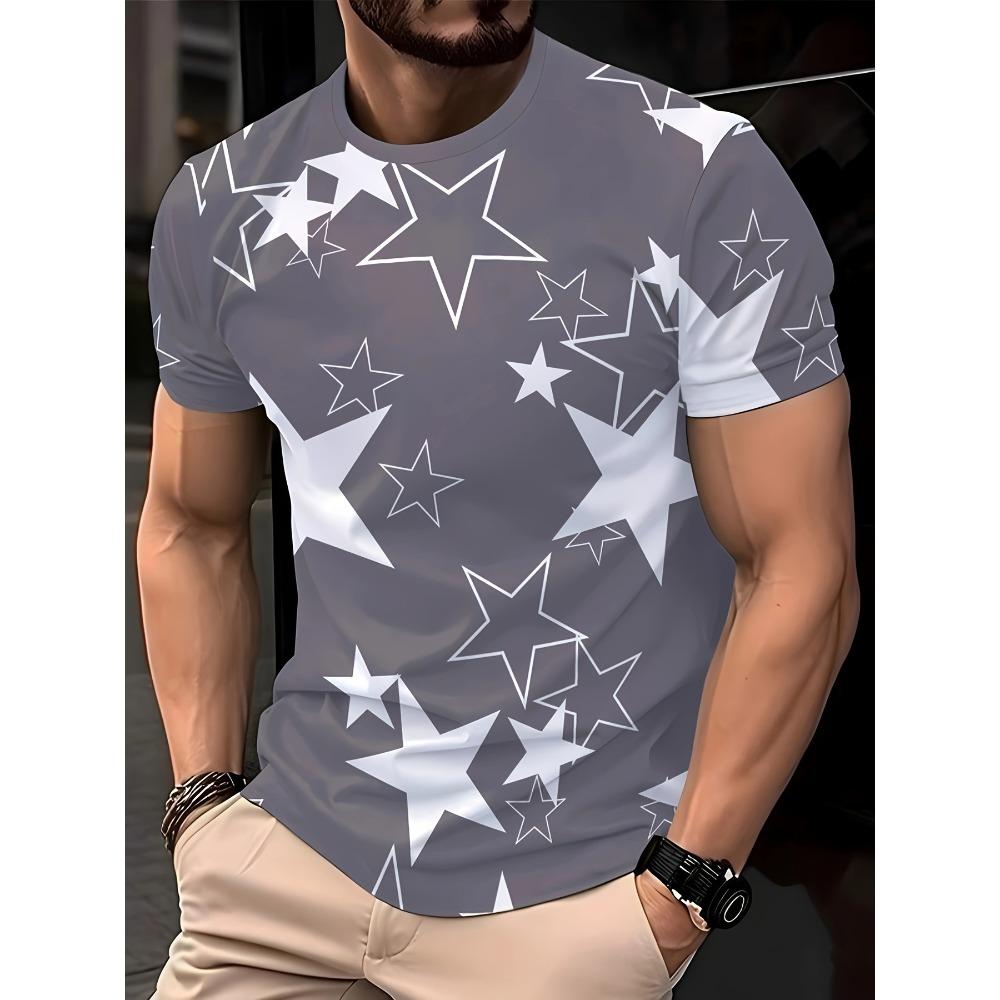 Summer Men's Casual Fashion 3D Printed T-shirt Loose Breathable Plus-size Casual Sports Versatile Crew Neck Short-sleeve T-shirt