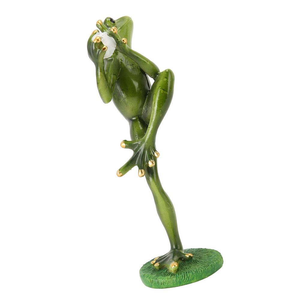 Resin Resin Motion Style Outdoor Decorative Sculpture Toad Green Weather Adaptive Exterior Resin Statue Decorative Sculpture
