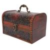Vintage Wooden Jewelry Box Retro Treasure Chest Trinket Case with Handle Keepsake Decorative Box