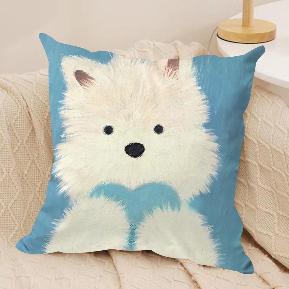 

Cute oil painting dog Cushion Cover Soft Plush Fabric DoubleSided Printed Cushion Covers for All Seasons Modern Home Decor 30x30cm