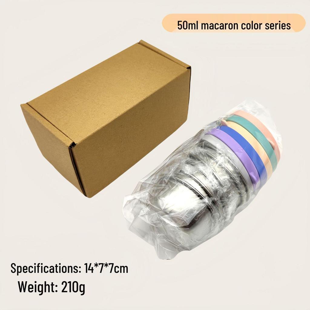 Reusable Sauce Cup with Macaron Lid - 304 Stainless Steel, 40/50/70ML, Portable Dipping or Seasoning Dish.