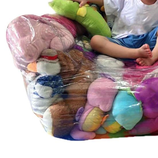 Oppbevaring av kosedyr Sittepose Trekk Vanntett Gjennomsiktig PVC Ekstra Stor Barn Plysjleke Oppbevaring Sofa Barnerom Soverom Dukker Organisering Sofa