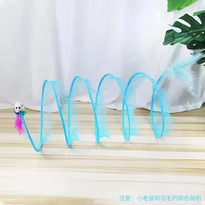 Cat Tunnel For Indoor Cats Collapsible Toy Coil Spiral Colorful Springs Cat Pet Crinkle Tunnels For Indoor Pet Supplies