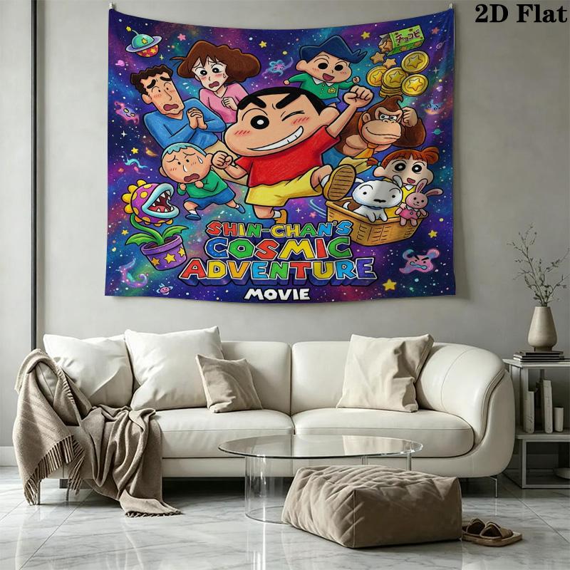 Crayon Shinchan Wall Tapestry Aesthetic Wall Hanging Printed Fabric Blanket Decorative Tapestries For Bedroom Living Room Home Decor