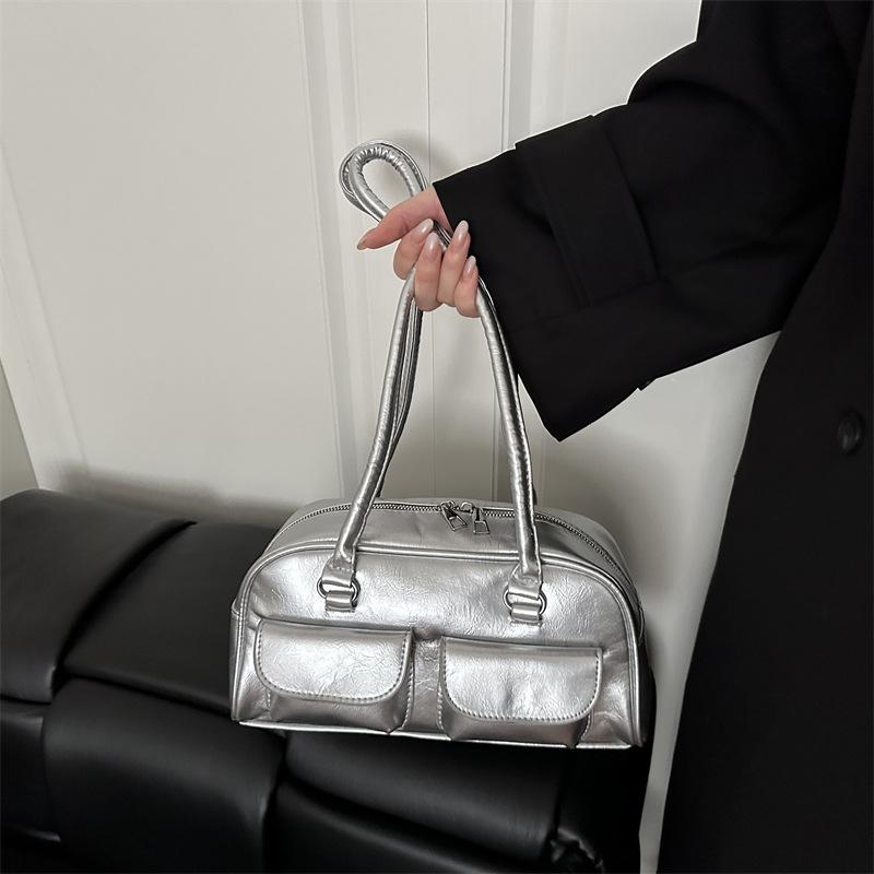 Commuting Large Capacity Solid Vintage Versatile Boston Shoulder Underarm Bag For Women