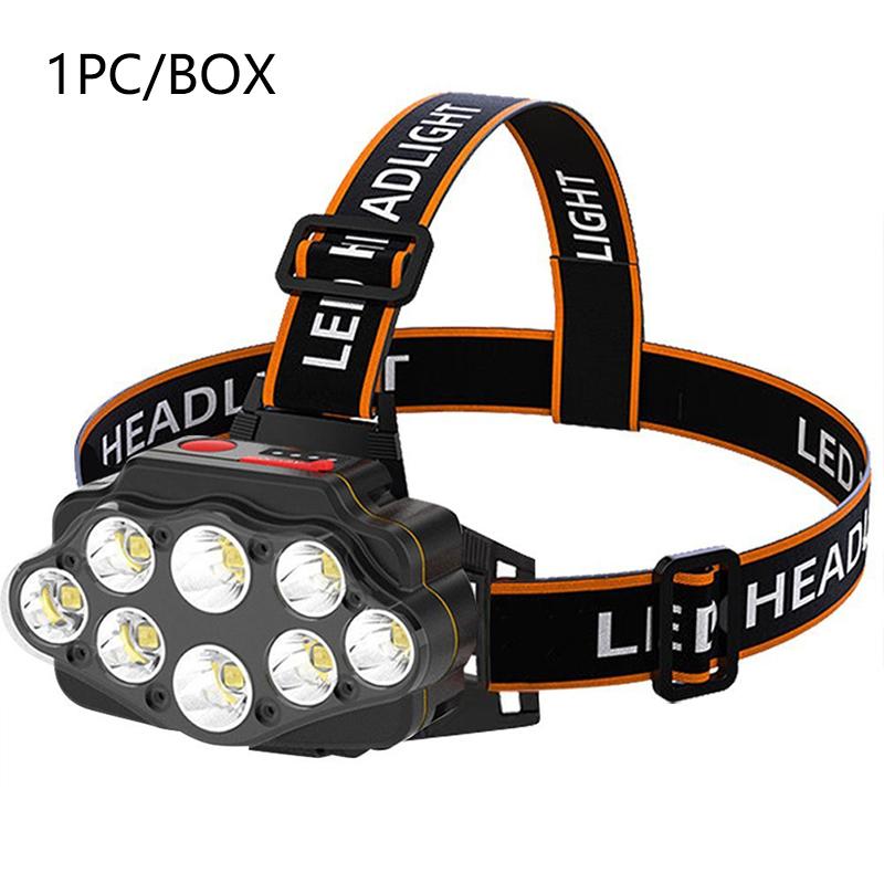 

Многофункциональные 8 светодиодных фар 500 люмен встроенный аккумулятор хит продаж светодиодный налобный фонарь с дисплеем питания чёрный