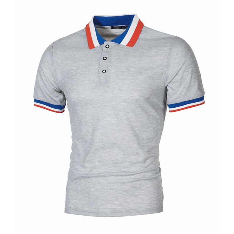 Summer Men's Simple Rib Color Block Casual Men's Lapel Short-sleeved Polo Shirt