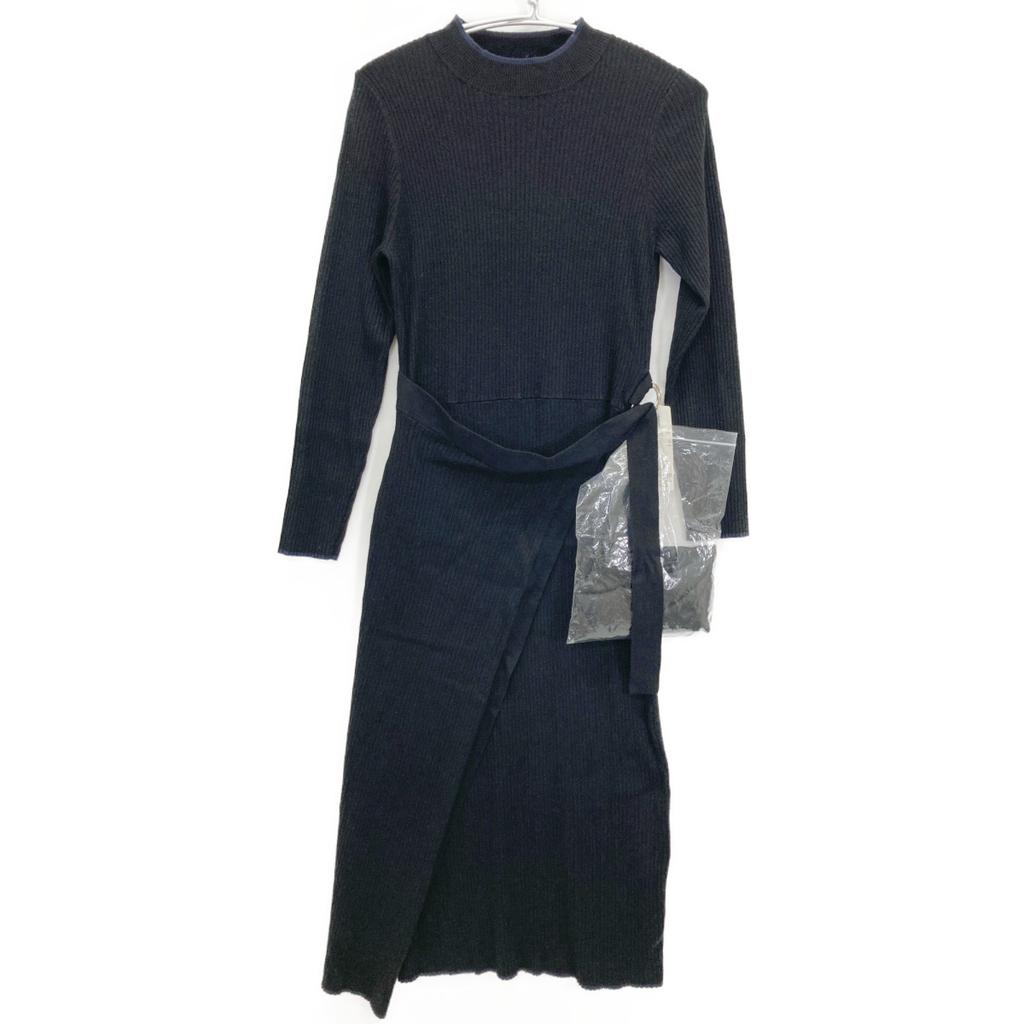 DRESSTERIOR 085-57022 Rib Knit Wrap Dress Dress 38 blackUsed