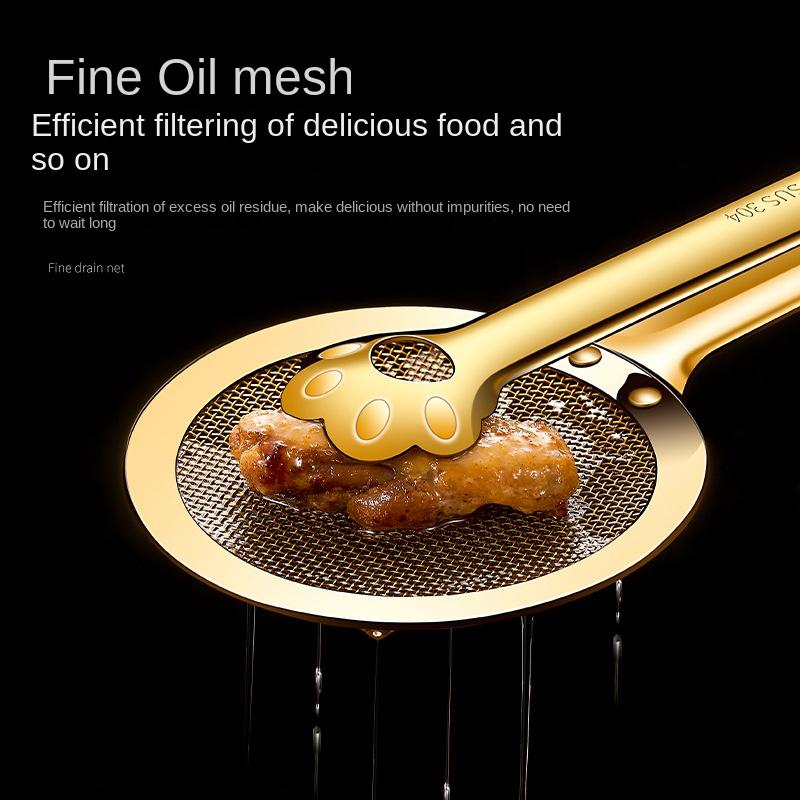 304 Stainless Steel Food Clip Household Fried Oil Separator Spoon Filter Drain Oil Clip Multi-functional Oil Separator Oil Separator Clip