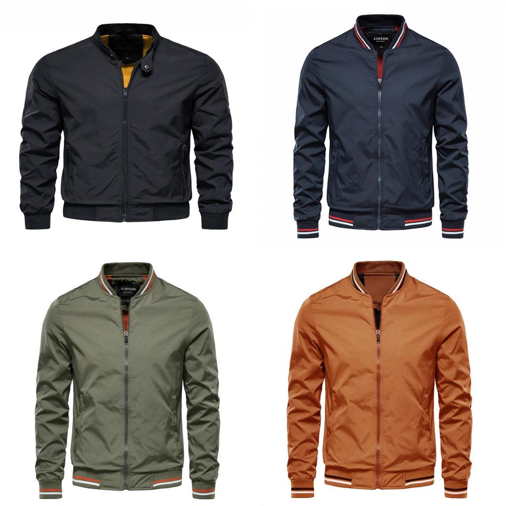 Casual Men Jacket Spring Autumn Thin Windproof Durable Polyester For Teenagers