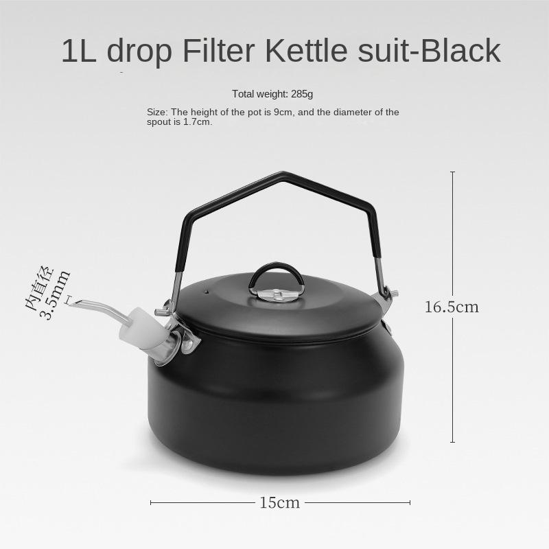 Outdoor 304 Stainless Steel Kettle Picnic Teapot Coffee Pot with Spout 1L