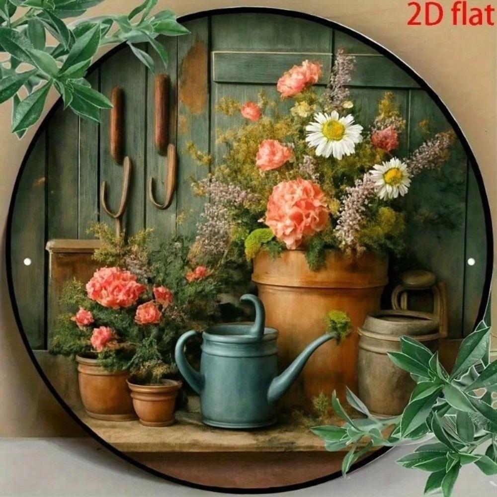 Vintage Floral Garden Metal Poster Peonies Daisies Wall Decor Home