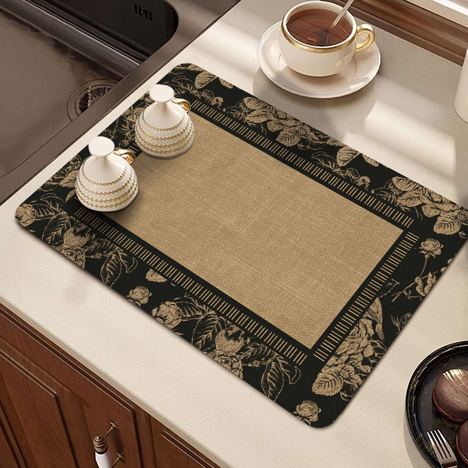 

Винтажная Кухня Высококлассная Накладная Дренажная Подкладка Раковина Миски Палочки для еды Кофейная Чашка Термостойкие Абсорбирующие Подкладки из Диатомовой Земли 20x30cm