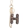 Leopard Letter Keychain for Women, PU leather Initial Letter Keyring Keychain Accessories Purse Handbags Charm