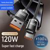Crystal Shine 120W Type-C Fast Charger Cable for Huawei Honor 6A, Flash Charge Data Cable