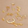 6PCS New Design Stainless Steel Cubic Zirconia Chain Hoop Earring For Women Star Moon Pendant Punk Cartilage Piercing Jewelry
