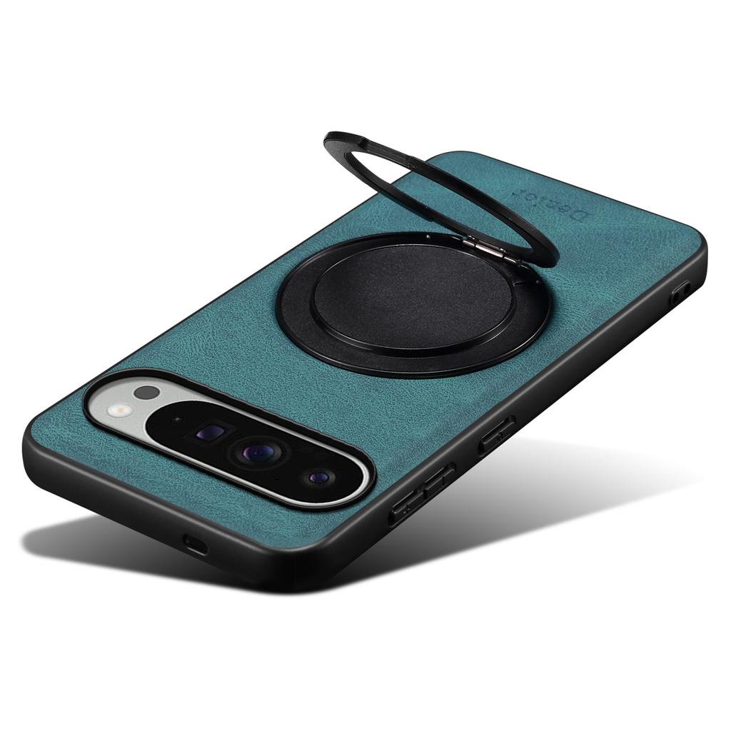 DENIOR A14 For Google Pixel 9 Pro XL Magnetic Case Rotary Kickstand Leather PC TPU Phone Cover