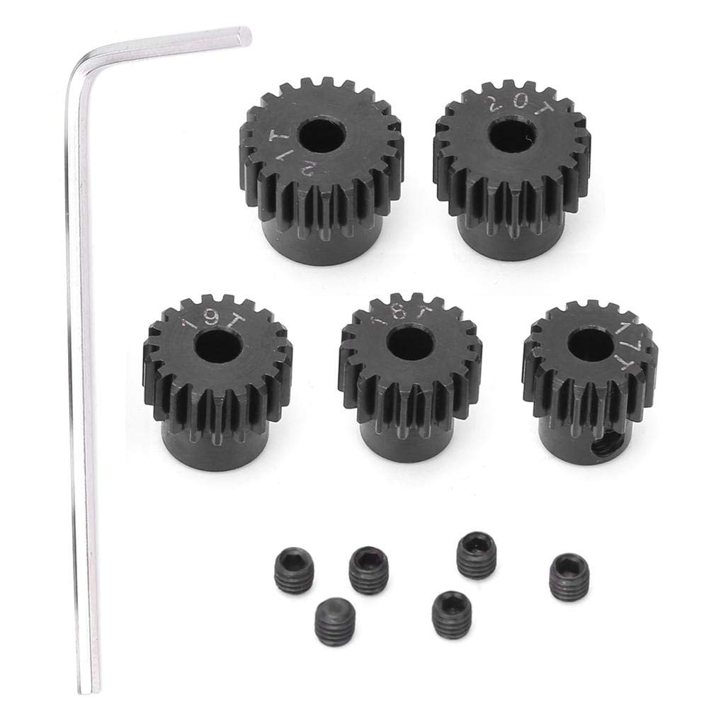 48-Pitch Metal Pinion Gear Set for ECX 2WD 110 Scale RC Hobby Cars, M3 Threads, 17T18T19T20T21T, High-Hardness Pinion Motor Gears for 110 Scale RC