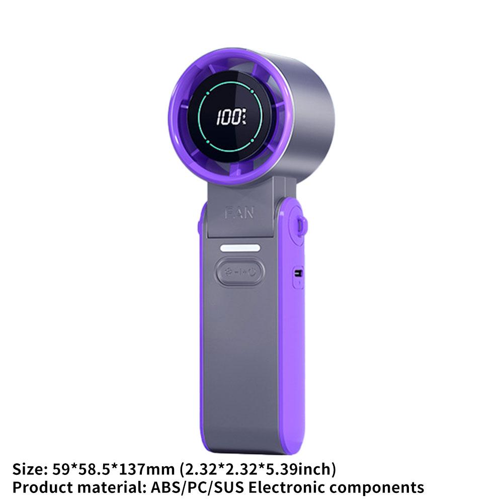 3600mAh Rechargeable Electric Handheld Fan 100 Speeds Adjustable Portable Outdoor Foldable Mini Air Cooling Turbo Fan W/ Lanyard