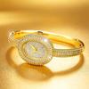 Högkvalitativ Retro Diamantarmbandsur För Kvinnor Lyxigt Ovalt Klocka Elegant Armband Smycken Dam Kvartsur Guld Silver Gåva