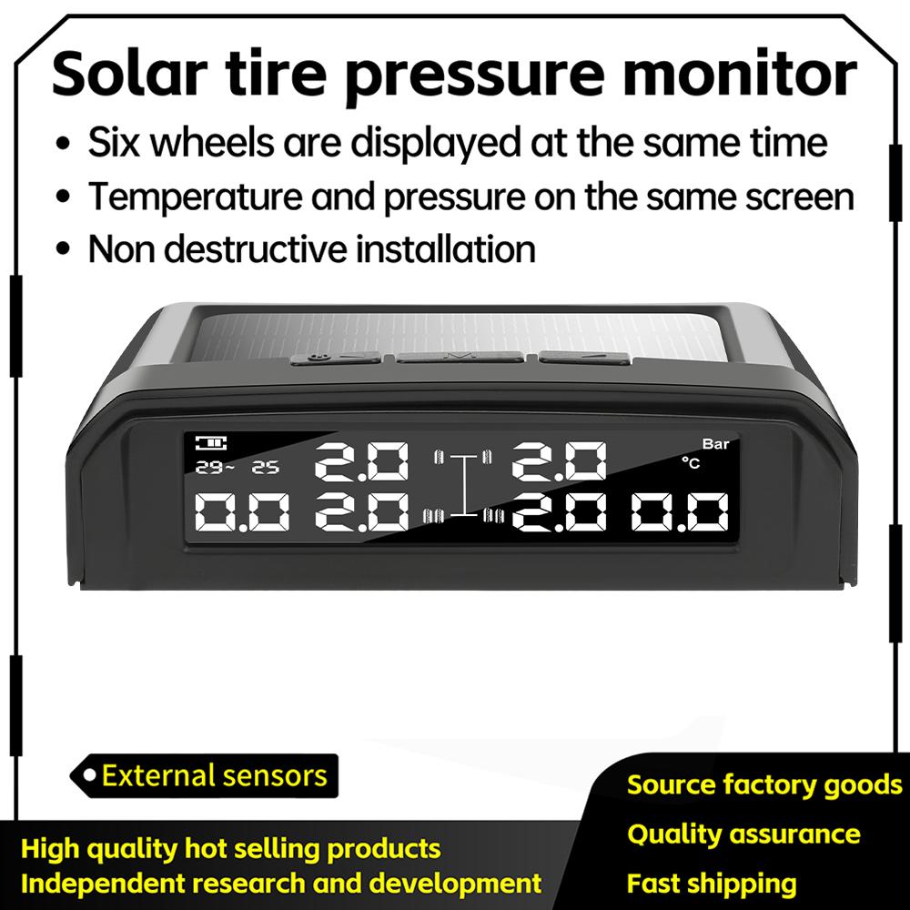 Truck Tire Pressure Monitoring Automatic Alarm System Solar/usb Powered External Waterproof Suitable for Rvs/pickup Trucks