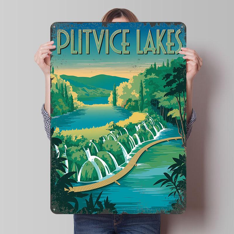 

Plitvice Lakes Travel Tin Plaque Poster Customized Wall Art Retro Vintage Metal Signs for Man Cave Decoration Living Room Decor 7.9x11.8In(20x30cm)