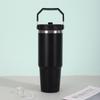 30oz Stainless Steel Travel Mug With Handle Straw Lid Vacuum Insulated Water Bottle Car Office Gym