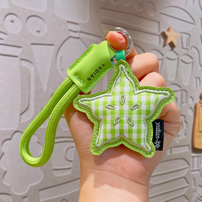 Fabric Checkered Fruit Leather Pendant Small Ornamental Creative Accessory Mini Figurine Bag Charm