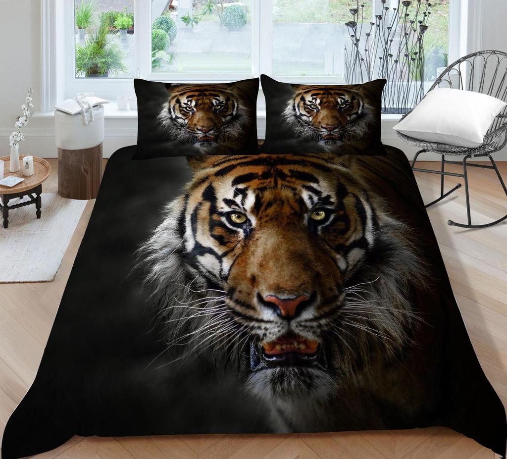 3D Tiger Pattern Quilt Cover Home Bedding Set AU Full Size Single/Double Home Decoration